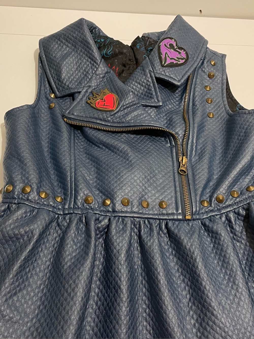 Disney Store Brand Girl's size 9/10 The Descendants Evie Blue Faux Leather Dress